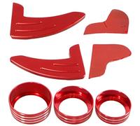 Machify 7 Pcs Cnc Machined, Interior Accessories In Red Aluminum Alloy, Start Button Decor And Shift Paddle Cover Included, For Dodge Challenger Steering Wheel Trim Set