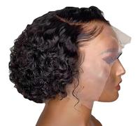 Machify Breathable And Comfortable, Fiber Hair Heat-Resistant, Natural Curly Bob Hairstyle Side Parted, Adjustable Fit, Black Short Pixie Cut Wig For Women, Perfect For Special Occasions And Daily Use