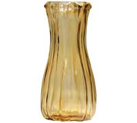 Machify Brown Glass Flower Vase, 8 In / 20.4 Cm Height, European Style, Vertical Ribbed Texture, Thickened Bottom Design, Elegant Ins Floral Vase For Home Decor, Table Centerpieces