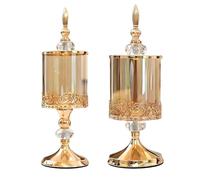 Machify Crystal Glass Storage Jar, Luxury With Lid, Gold Metal, Lace-Edged Jar, European And American Style, Glass, Living Room Coffee Table Decorative Ornament