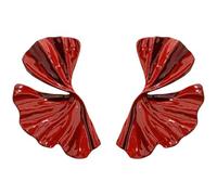 Machify Distinctive Red Dangle Earrings, Irregular Petal Design, S925 Silver Needle