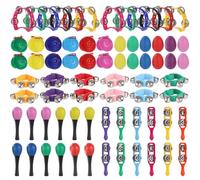 Machify Egg Shakers, Wrist Bells, Percussion Instrument Set for Little Ones, 72 Pcs, Rhythm Practice, Maracas, Tambourines, Plastic Castanets, Early Activities