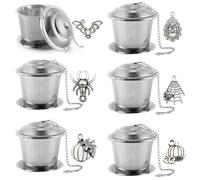 Machify Fine Mesh Tea Infusers, 6-Piece Set, Stainless Steel Strainers, Unique Designs, Loose Leaf Tea