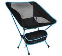 Machify Moon Chair, Blue Folding Camping Chair, High Backrest, Portable with Carry Bag, Aluminum Frame, Breathable Mesh for Outdoor, Hiking