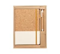 Machify Notebook Gift Set, Beige A5 Cork PU Leather Journal with Pen, 200 Pages 80g Paper, Frosted Box Cover, Elastic Closure, 5.7 x 8.5 in / 145 x 215 mm for Office Business Students