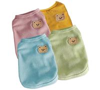 Machify Pet Clothing For Dogs, Dog Shirts Outfits, Dog Vest Waffle Texture For Puppy Cat Pets, 4 Pcs, Green, Blue, Yellow, S