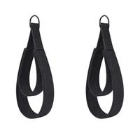 Machify Pilates Yoga Double Loop Stretch Bands, 1 Pair Black Polyester Cotton Reformer Loop Straps, Core Trainer For Feet Arms Body Exercise, 14.96 X 1.96 In Ankle Wrist Hand Pull Ring