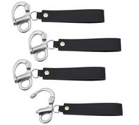 Machify Quick Release, Stainless Steel 316 Snap Shackle, Firefighter Tool, Hardware For Safety, Shackles For Rigging, Black With Leather Strap 4 Pcs