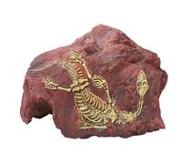 Machify Reptile Hideout, Dinosaur Fossil Aquarium Decoration, 9.4 in Resin Cave Shelter, Reddish Brown Fish Tank Ornament for Lizard, Gecko, Snake, Spider and Terrarium Decor
