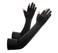 Machify Sleeves for Men, 50 Cm Long, Fits Arm 26-31 Cm, Cooling and Moisture-Wicking Ice Silk Uv Protection, Compression Arm Sleeves for Sports Outdoor, Cycling, Driving, Black