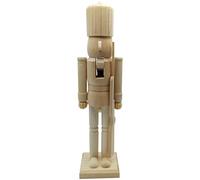 Machify Unpainted 15 x 3.9 x 3.3 in DIY Wooden Nutcracker, King Soldier Figurine, Blank Unfinished Craft, Pine Wood Ornament for Present, Christmas Decoration