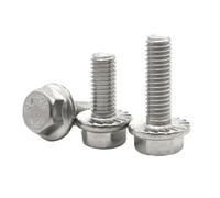 Machine Bolt 10pcs M5 M6 M8 M10 M12 A2-70 304 Stainless Steel GB5787 External Hex Head with Serrated Flange Washer Screw Bolt(40mm,M6 (10pcs))