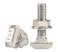 Machine Bolt M5 M6 M8 T Bolt Screw and Hexagon Flange Nuts Nickel Plated for 20/30/40/45 Series Standard T-Slot Aluminum Profile(1Pcs,45- M8x40mm)