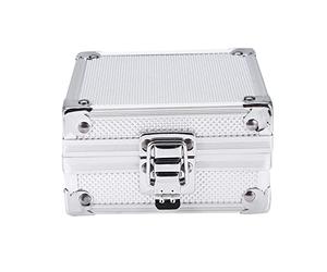 Machine Case Aluminum Alloy Carrying Storage Box with Lock for Rotary Coil Machines Electronics Packing Silver 11x11x6cm