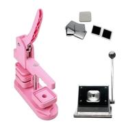 Machine For Badges Badge Maker machine 50x50mm Square Fridge Magnet Machine Set Machine And Cutter And 100 Sets Of Consumables(Pink Set)