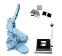 Machine For Badges Badge Maker machine ABS + metal Square Fridge Magnet Machine 50x50 Full Set Machine And Cutter And 100 Sets Of Materials(Blue Set)
