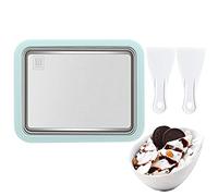 Machine for Fried Yoghurt, Ice Tray, Manual Small Quick Ice 304 Stainless Steel Ice Cream Rolling Plate with Portable 2 Ice Scoops for the Kitchen
