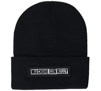 Machine Gun Kelly Unisex's MGK Beanie W/Embroidered Logo Patch Headwrap, Black, One Size