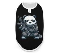 Machine Gun Panda Dog Shirts Sleeveless T-Shirt Pet Tank Top Soft Summer Vests Clothes for Dogs And Cat S