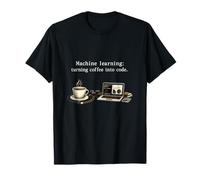 Machine Learning Coffee Into Code Typewriter Graphic T-Shirt