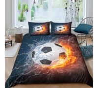 Machine Washable 3D Design Microfiber SoccerBall Comforter Cover Breathable Bedding Sets with Pillowcases DynamicSportsArt Duvet Cover All Season Easy Care Soft for Home Decoration Single（135x200cm）