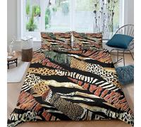 Machine Washable 3D Microfiber animal print patterns Bedding Quilt Cover All Season Bedding Set w/ Pillowcase wildlife inspired Bed Quilt Cover Easy Care, Washable for Home Decor Single（135x200cm）