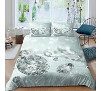 Machine Washable 3D Microfiber Sparkling gemstones Duvet Cover All Season Soft Bedding Set with Pillow Shams Luxury crystal style Quilt Cover Set Easy Care, Washable for Home Decor Double（200x200cm）