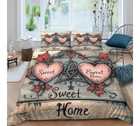 Machine Washable 3D Microfiber Sweet Home decor Comforter Cover Breathable Bedding Sets with Pillowcases Vintage Gothic style Duvet Cover All Season Easy Care Soft for Home Decor Double（200x200cm）