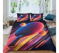 Machine Washable 3D Microfiber Table tennis paddle Bedding Quilt Cover All Season Bedding Set w/Pillowcase Dynamic sports art Bed Quilt Cover Easy Care, Washable for Home Decor Single（140x200cm）