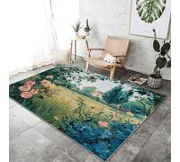 Machine Washable Abstract Area Rug 120 x 180 cm, Non-Slip Bedroom Rug Countryside Garden Plants Flowers Low Pile Printed Carpet Suitable For Living Room Dining Room and Office Color
