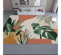 Machine Washable Abstract Botanical Art Area Rug -Multicolor Soft Short-Pile Non-Slip Carpet for Living Room Bedroom Home Decor Durable Printed Floor Rug in Multi 40 x 60 cm