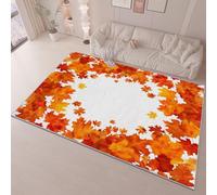 Machine Washable Accent Rug 60 x 90 cm, Non-Slip Soft Short Pile Flannel Carpet, Autumn Maple Leaves Orange - Orange Mat for Entryway Bedside Kitchen