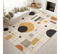 Machine Washable Anti-Slip Minimalist Geometric Modern Rug 40 x 60 cm, Thin Soft Low-Pile Polka dots Cosy Beige Lines for Kids Playroom Pet Friendly Dining Room Home Decor
