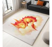 Machine Washable Area Rug - 100 x 150 cm for Living Room, Bedroom, Nursery, Entryway, Office, Aesthetic Soft Decorative Indoor Outdoor Rugs Cartoon Cute Pets Sleeping Little Dragon Carpet White