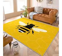 Machine Washable Area Rug 120x170 cm Geometric Honeycomb Bees Short Pile Floor Carpet Rugs for Bedroom Area Rug for Kids Room Lounge Yellow for Kitchen, Entryway, Lounge & Bedside