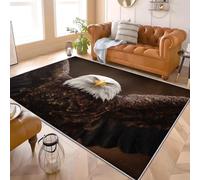 Machine Washable Area Rug 80x150 cm Animals Hd Bald Eagle Image Short Pile Floor Carpet Rugs for Bedroom Area Rug for Kids Room Lounge Brown for Kitchen, Entryway, Lounge & Bedside