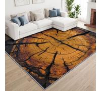 Machine Washable Area Rug Natural ecology Non-Slip for Office Kitchen, Tree trunk cross-section growth rings Short Pile Rug 60 x 90 cm for Dining Room Easy To Clean Floor Carpet Non Shedding Soft