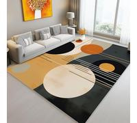 Machine Washable Area Rug, Simple Geometric Circles Print Non Shedding Durable Soft Carpet, 140 x 200 cm Non-Slip Rubber Backing Rugs for Kids Room Dining Room Living Room, Colorful Short Pile Carpets