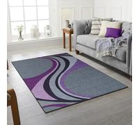 Machine Washable Area Rugs For Kitchen, Bedroom, Dining and Living Room | Kid Pet Friendly Rug | Morden Design Carpet | Low Pile | Non Slip Luca_Purple_160 X 230 cm