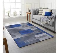 Machine Washable Area Rugs For Kitchen, Bedroom, Dining Room and Living Room Non Slip Navy Blue & Gray Area Rugs |Soft Short Pile | Kid Pet Friendly Rug -160 X 230 cm
