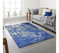 Machine Washable Area Rugs For Kitchen, Bedroom, Dining Room and Living Room Non Slip Navy Blue & Gray Area Rugs |Soft Short Pile | Kid Pet Friendly Rug -120 X 170 cm