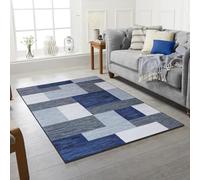 Machine Washable Area Rugs For Kitchen, Bedroom, Dining Room and Living Room Non Slip Navy Blue & Gray Area Rugs |Soft Short Pile | Kid Pet Friendly Rug -120 X 170 cm