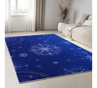 Machine Washable Celestial Theme Area Rug 140 x 200 cm, Soft Sky Geometry Stars Printed Rugs Bedroom Dining Room Carpet, Non-Slip Indoor Carpet for Living Room Office for Apartment Proch Dorm