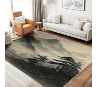 Machine Washable China Art Rugs for Entryway, Mountain Tree Misty Jungle Design Small Area Rug Bedroom Decor, Non Slip Low Pile Soft Indoor Door Mat, 60 x 110 cm