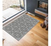 Machine Washable Cubed Trellis Design Anti Slip Doormats Silver 80X150 Cm