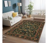 Machine Washable Dark Green Area Rugs, Pet Friendly Soft Rugs for Bedside & Kitchen | 50 x 80 cm Non-Slip Carpet - Easy Clean for High Traffic Areas Victorian Style Floral Symmetry Ideal