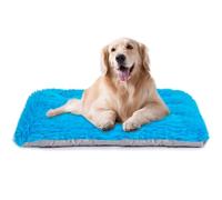 Machine Washable Dog Bed, Deluxe Plush Dog Crate Pad and Cat Bed, Anti-Slip Bottom Kennel Pad Mat, Fuzzy Pet Beds for Large, Medium, Small Dogs Breeds (Azure Blue, 36.0"L x 24.0"W x 3.0"Th x 1 Pack)