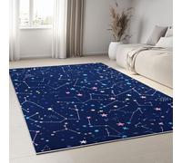 Machine Washable Dream Style Area Rug 100 x 160 cm, Soft Constellations Stripes Stars Printed Rugs Bedroom Dining Room Carpet, Non-Slip Indoor Carpet for Living Room Office for Apartment Proch Dorm