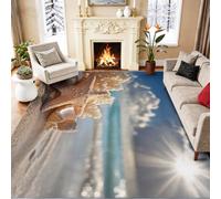 Machine Washable Durable Coastal Area Rug 60 × 90 | Lightweight Beige Blue Carpet, Soft Low Pile, Non-Shedding Nature Beach Starfish Area Rug