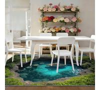 Machine Washable Durable Nature Area Rug60 × 90 | Lightweight Green Blue Carpet, Soft Low Pile, Non-Shedding Tropical Eco-Friendly Sinkhole Area Rug